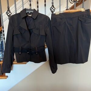 Bebe Women's Black pinstripes Jacket & Skirt Set jacket size 10 skirt size 8